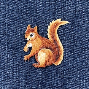 Squirrel Applique Patch - Embroidered Wildlife Animal Badge 1.75" (Iron On)