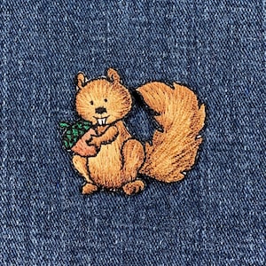 Squirrel Applique Patch: Embroidered Acorn Badge - Iron On