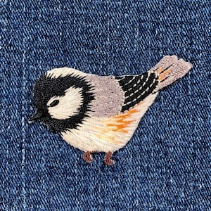 Chickadee Applique Patch - Embroidered Bird Badge 2.25" (Iron On)