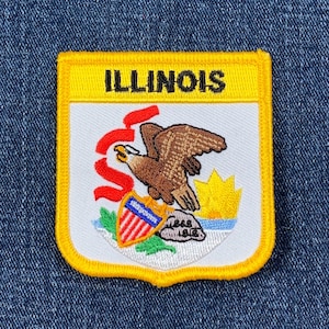 illinois Aufnäher: Aufbügelbares Souvenir - Midwest, Chicago, Springfield (7,5 cm hoch)