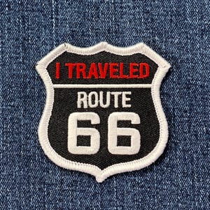 I Traveled Route 66 Patch - Embroidered Highway Sign Souvenir Badge 2.5" (Iron On)