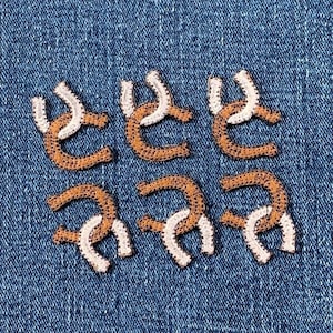 6-Pack Double Horseshoe Applique Patch - Embroidered Western Horse Shoe Badge 1" (Iron On)