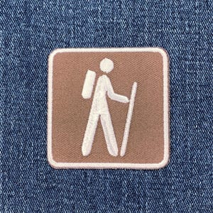 Wandern Patch - Wanderkopf Park Schild Freizeitaktivität gesticktes Abzeichen 5,1 cm (zum Aufbügeln)