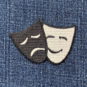 Comedy & Tragedy Aufnäher - Schauspieltheater Darstellende Kunst besticktes Abzeichen 6,5 cm (aufbügeln)