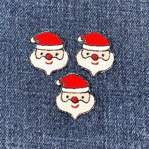 3-Pack Santa Claus Face Applique Patch - Embroidered Holiday Badge (Iron On)
