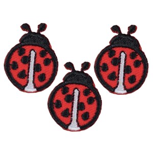 3-Pack Ladybug Applique Patch - Mini Embroidered Insect Badge 1" (Iron On)