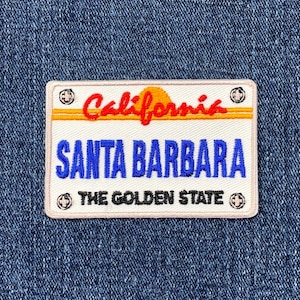 サンタバーバラパッチ - 刺繍入りカリフォルニアナンバープレートバッジ 2.75インチ (アイロン接着)