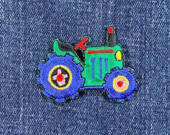 Tractor Applique Patch - Embroidered Farm Equipment Harvest Badge 2" (Iron On)