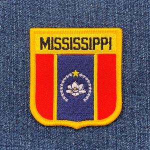 Mississippi Patch - Embroidered Flag Shield Badge 2.75" (Iron Or Sew On)