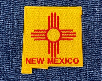 New Mexico Applikation Aufnäher - Gesticktes NM Flaggenabzeichen 6,5 cm (Iron On)