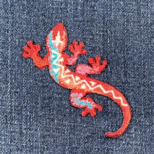 Southwest Lizard Applique Patch - Embroidered Desert Reptile Badge 3" (Iron On)