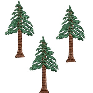 Mini Evergreen Tree Applique Patch - Conifer Pine Sequoia Redwood 1.75" (3-Pack, Iron on)