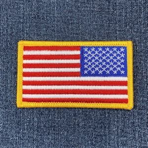 Reverse American Flagge Patch - Gestickte rechte Schulter USA USA Abzeichen 3-3 / 8 "(Iron On)
