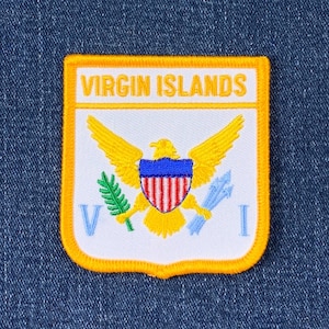Virgin Islands Patch - United States Embroidered Flag Shield Badge 2.75&quot; (Iron Or Sew On)