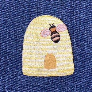 Bienenstock Aufnäher - Honigbienenstock Gesticktes Hummelabzeichen 4,5 cm (Eisen auf)