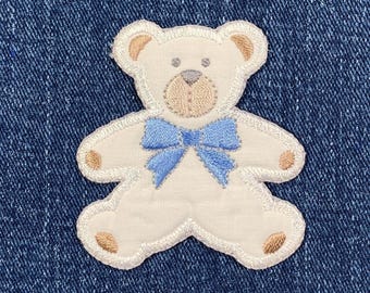 テディベア アップリケ パッチ - 刺繍入りぬいぐるみバッジ 2-3/8インチ (アイロンまたは縫い付け)