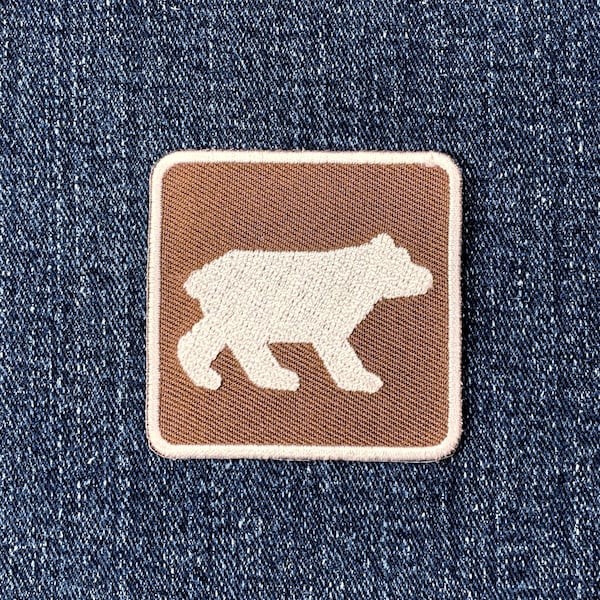 Bär Aufnäher - Gesticktes Tierbetrachtungsschild 5 cm (Aufbügeln oder Aufnähen)