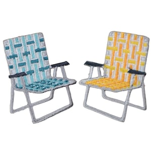 2-Pack Lawn Chair Applique Patch - Embroidered Camping & Beach Chair Badge 2" (Iron On)