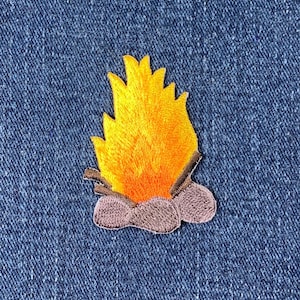 Campfire Applique Patch - Embroidered Camping & Backpacking Camp Fire Badge 2" (Iron On)