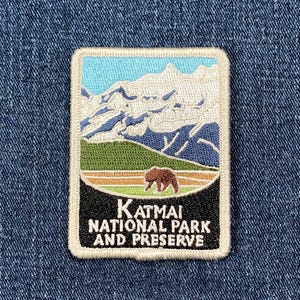 Écusson du parc national de Katmai brodé, insigne de cadeau de voyage souvenir de randonnée en Alaska