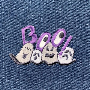 Halloween Applique Patch - Boo! Ghost Embroidered Badge 2-7/8&quot; (Iron on)