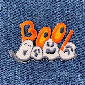 Halloween Applique Patch - Boo! Ghost Embroidered Badge 2-7/8&quot; (Iron on)