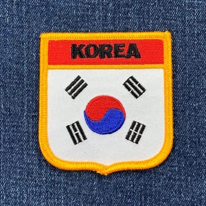 South Korea Patch - Embroidered Flag Shield Badge USA Origin 2.75&quot; (Iron On)