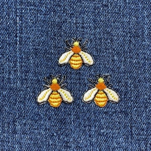 3-Pack Hornet Applique Patch - Mini Embroidered Bee & Insect Badge 3/4" (Iron On)