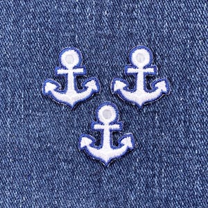 Lot de 3 écussons appliqués ancre - Mini insigne marin brodé 7/8" (fer à repasser)