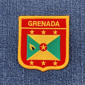 Grenada Patch - Embroidered West Indies & Caribbean Flag Shield Badge 2.75" (Iron On)