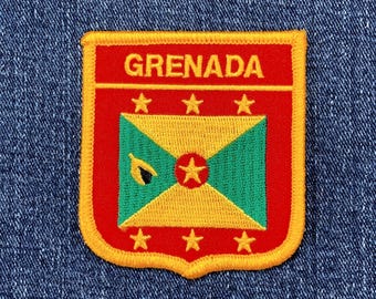 Grenada Patch - Embroidered West Indies & Caribbean Flag Shield Badge 2.75" (Iron On)