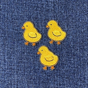 3-Pack Chick Applique Patch - Mini Embroidered Baby Chicken & Farm Badge 1" (Iron On)