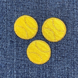 3-Pack Tennis Ball Applique Patch - Mini Metallic Gold Embroidered Sports Badge 1&quot; (Iron On)