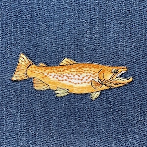 Brown Trout Applique Patch - Embroidered Fish Badge 3.5" (Iron On)