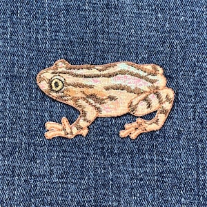 Frog Applique Patch - Shiny Embroidered Amphibian Badge 2.25" (Iron On)