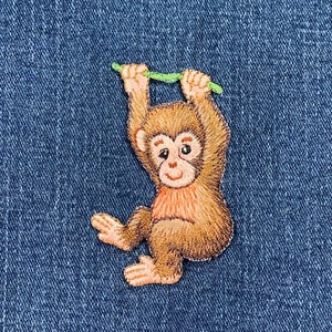 Baby Monkey Applique Patch - Embroidered Animal Badge 2-7/8" (Iron On)