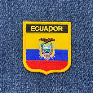 Ecuador Patch - Embroidered Flag Shield Badge 2.75" (Iron On)