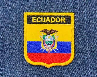 Ecuador Patch - Embroidered Flag Shield Badge 2.75" (Iron On)