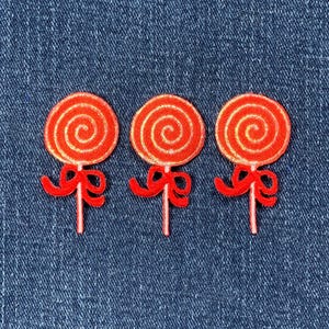 3-Pack Lollipop Applique Patch - Embroidered Candy Badge 1.75&quot; (Iron On)