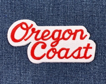 Oregon Coast Patch - Embroidered Red & White Badge 4" (Iron On)