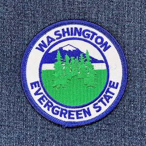 Washington Evergreen State Patch - Embroidered Mount Rainier Badge 3" (Iron On)