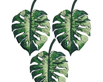 Small Monstera Leaf Applique Patch - Tropical House Plant 2" (3-Pack, Iron on)