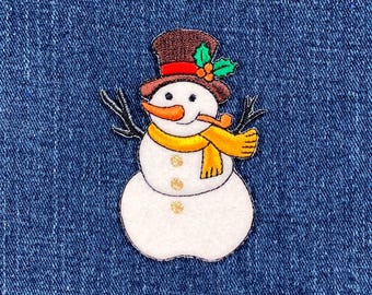 Parche bordado de muñeco de nieve para selfies - Insignia de playa y paraguas de 6,35 cm (para planchar)