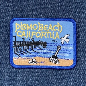 Pismo Beach California Patch - Embroidered Clams & Beach Pier Badge 3.5" (Iron On)