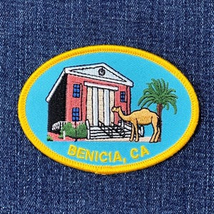 Benicia California Patch - Embroidered Capitol Building & Camel Barn Badge 3.5" (Iron On)