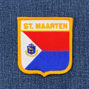 Écusson Saint-Martin - insigne de bouclier de drapeau brodé 2,75 pouces (repasser ou coudre)