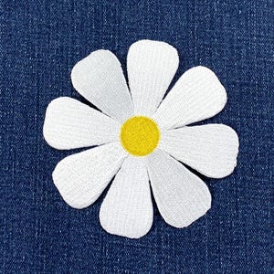 Extra Groß Weißes Gänseblümchen Applikation - Gesticktes Blumenabzeichen 10,5 cm (Eisen auf)