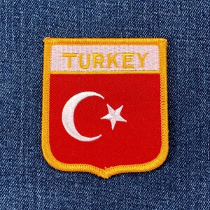 Turkey Patch - Embroidered Türkiye Flag Shield Badge 2.75" (Iron On)