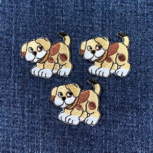 3-Pack Brown Dog Applique Patch - Embroidered Pet Puppy Animal Badge 1.25" (Iron On)