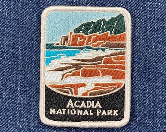 Acadia National Park Patch Embroidered Maine Hiking Souvenir Travel Badge Iron On